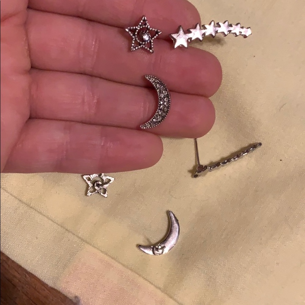 Star, moon and shooting stars earrings set